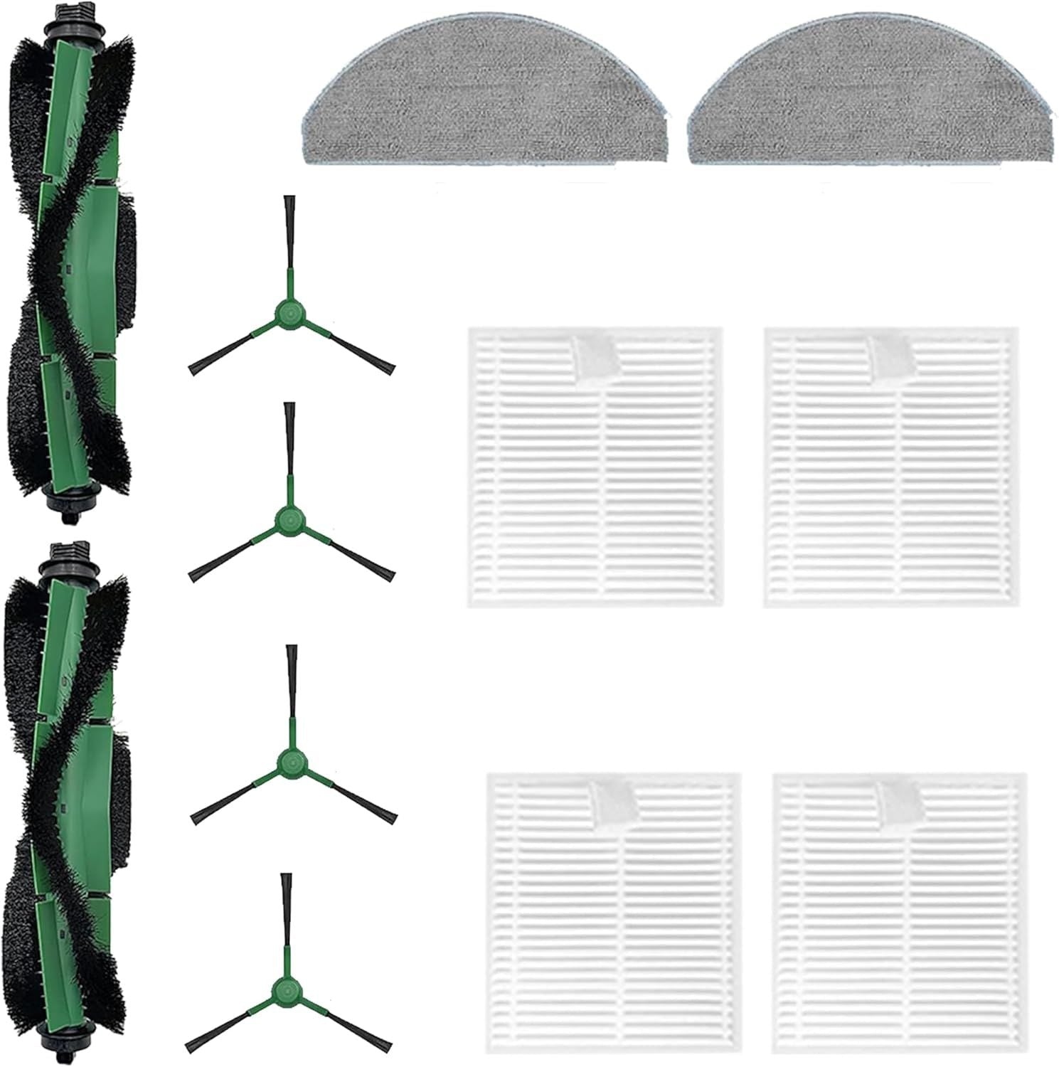 12 Pack Accessories Kit Compatible with iRobot Roomba Essential 100 Series 104 105 Combo Y0140 Y0110 Q011 Q0120 Q0520 Vacuum,1 Roller Brush＆ 4 Side Brushes＆4 ilters & 2 Mopping Pads Replacement Parts