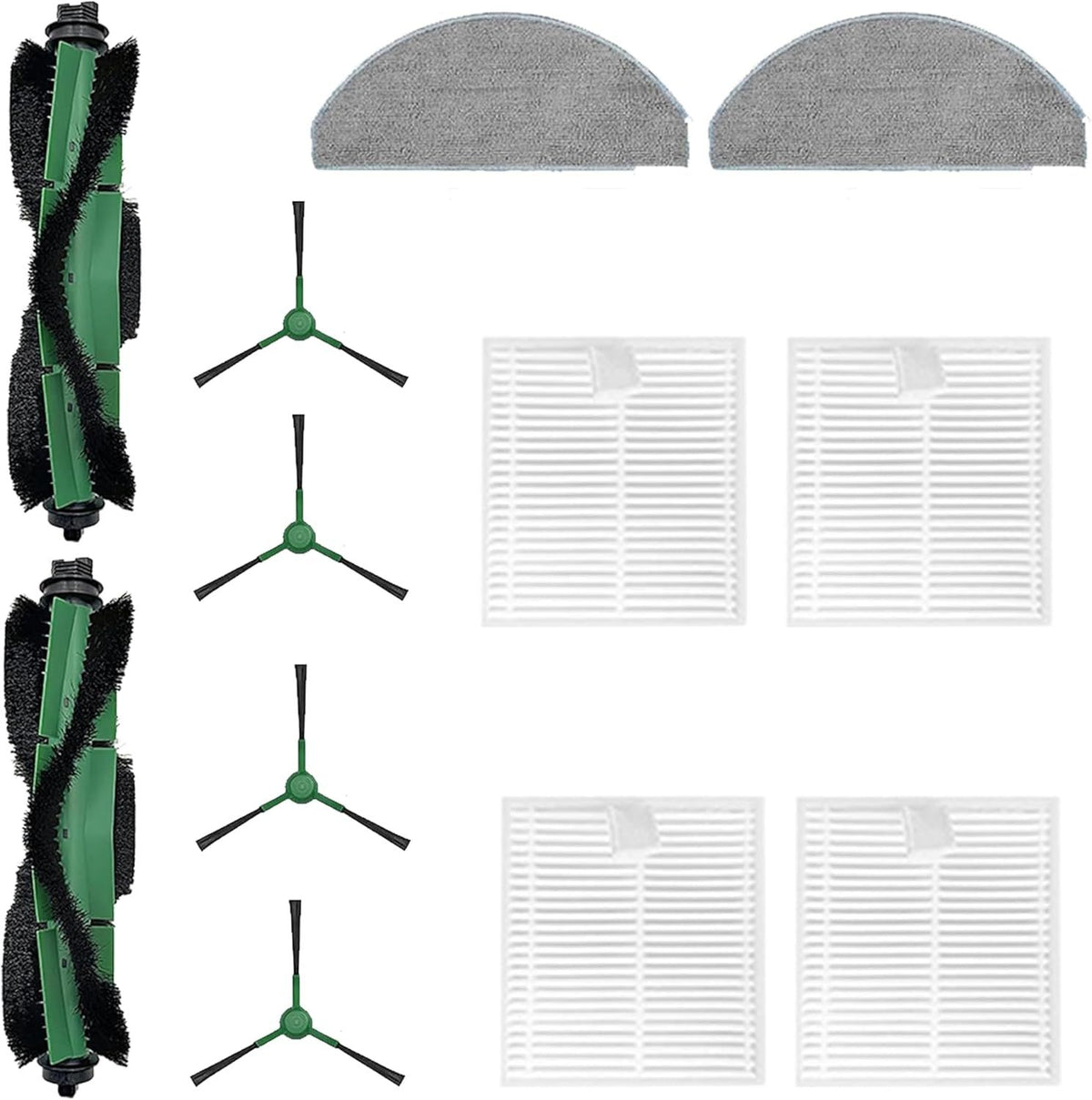 12 Pack Accessories Kit Compatible with iRobot Roomba Essential 100 Series 104 105 Combo Y0140 Y0110 Q011 Q0120 Q0520 Vacuum,1 Roller Brush＆ 4 Side Brushes＆4 ilters & 2 Mopping Pads Replacement Parts