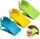 Biaungdo 3 Pack Drinking Cup Holder Clip with Side Hole, Desk Drink Holder Desk Side Clamps Clip Cup Holder Chair Cup Holder for Water Drink Beverage Soda Coffee Mug Holder(Green, Blue, Yellow)