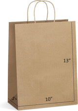 Eupako Kraft Shopping Bags 10x5x13 - 100 PCS Brown Paper With Handles, Gift Bulk, Party Favor, Merchandise, Retail