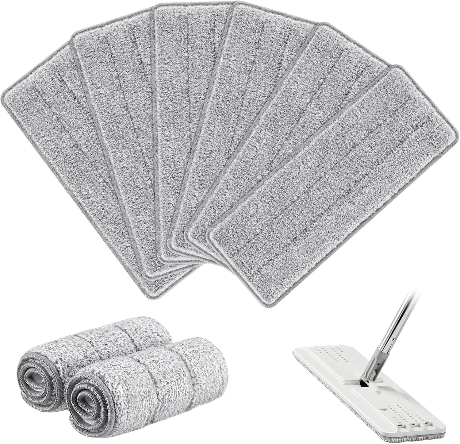 lat Mop Head Replacement Pads Compatible with Joy-MOOP Mop and Bucket Set, Reusable Washable Squeeze Microiber Mop Reills or Oshang Bosheng Mop - 13" X 4.9", Grey Only