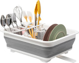 Collapsible Dish Drying Rack, Pop Up Dinnerware Drainer, Portable Plate Organizer or Kitchen RV Campers Travel Trailer, Space Saving Kitchen Storage Tray