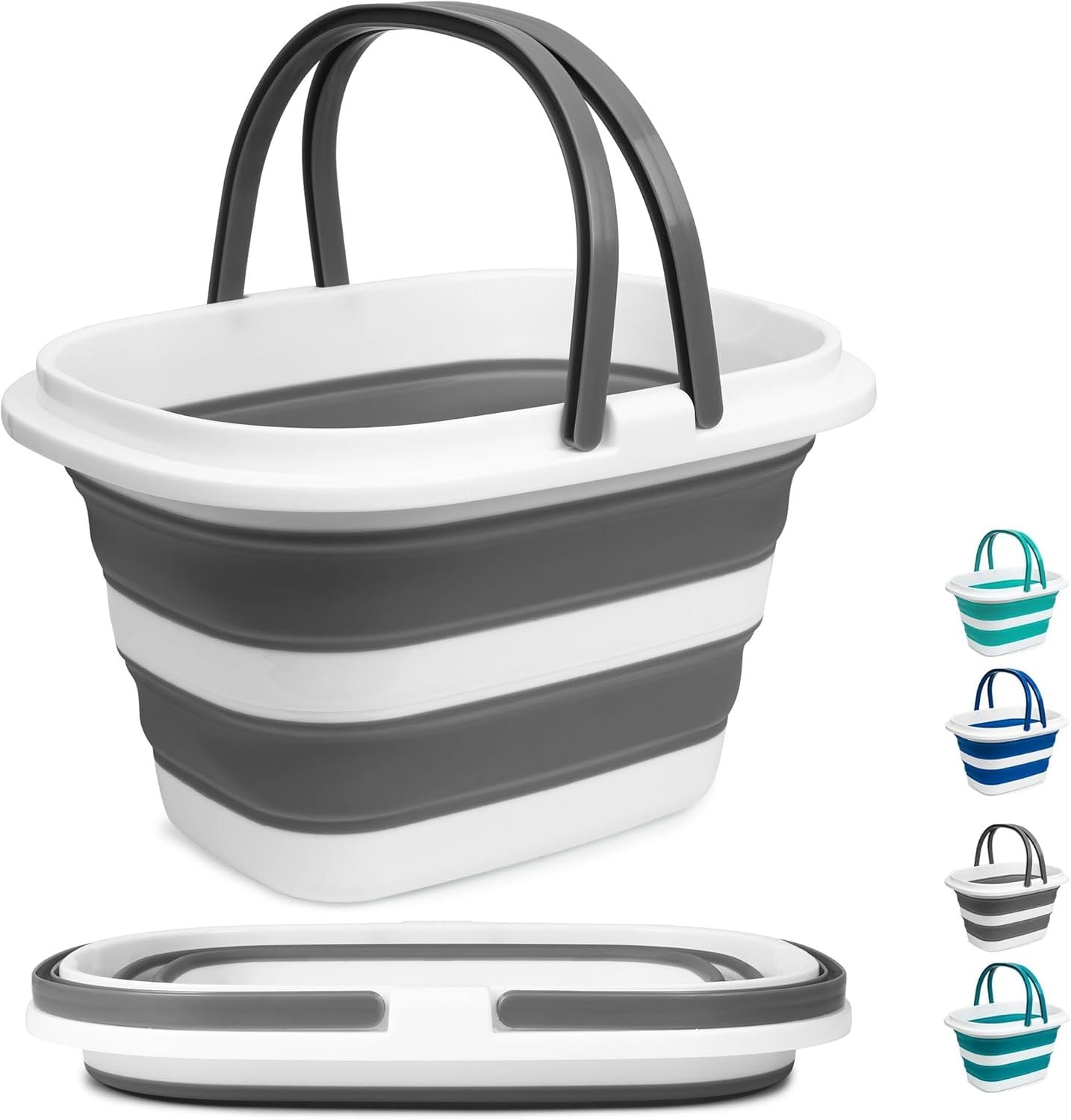 Large Collapsible Mop Bucket, 16L(4.2 Gallon) Plastic Bucket or House Cleaning, Car Washing, Silicone Cleaning Supplier Organizer, Portable Basket with Handle or Laundry Storage, RV Camping, ishing
