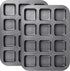 2 Pack Brownie Pan, Non-stick Bakeware or Bread and Loa, Heavy Duty Carbon Steel Mini Muin Pan, 12-Cavity