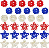 30 Pcs 4th o July Rattan Ball Decorations, Patriotic Red Blue White Stars or USA 250th Anniversary Home Decor Memorial Independence Day Crat Vase Bowl iller Table Party Decorative Supplies