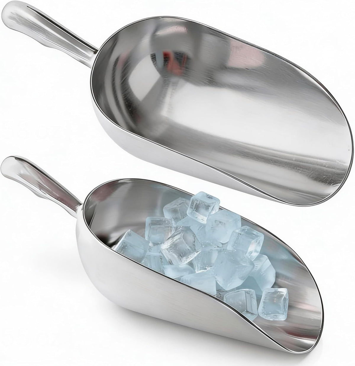 [2-Pack] 58oz + 85oz Metal Scoops or Ice Machine - Large Aluminum Ice Scoop Set - Hand Wash Only