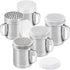 [10oz, 10oz, 14oz] Powdered Sugar Shakers + [2-pcs] 10 oz Metal Parmesan Cheese Shakers (Large Holes) - All with Plastic Caps and Handles Bundle