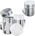[2-pcs] 14 oz Powdered Sugar Shakers + [1-pc] 10 oz Stainless Steel Salt Pepper Dredge Shaker - All with Plastic Caps and Handles Bundle
