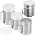 [10oz + 10oz + 14oz] Large Holes Stainless Steel Dredges + [1-pc] 10 oz Stainless Steel Salt Pepper Dredge Shaker - All with Plastic Caps and Handles Bundle