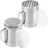 6 oz Powdered Sugar Shaker Duster + 6 oz Metal Parmesan Cheese Shaker (Large Holes) - All with Plastic Caps and Handles Bundle