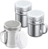 [1-pc] 6 oz Powdered Sugar Shaker Duster + [2-pcs] 6 oz Stainless Steel Salt Pepper Dredge Shakers - All with Plastic Caps and Handles Bundle
