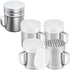 [4-pcs] 10 oz Metal Parmesan Cheese Shakers (Large Holes) + [1-pc] 10 oz Stainless Steel Salt Pepper Dredge Shaker - with Plastic Caps & Handles Bundle