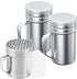 [1-pc] 10 oz Metal Parmesan Cheese Shaker (Large Holes) + [2-pcs] 14 oz Metal Salt Pepper Dredge Shakers - with Plastic Caps & Handles Bundle