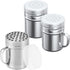 [1-pc] 6 oz Metal Parmesan Cheese Shaker (Large Holes) + [2-pcs] 6 oz Metal Salt Pepper Dredge Shakers - with Plastic Caps & Handles Bundle