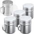 [4-pcs] 10oz Metal Salt Pepper Cooking Dredge Shakers (Medium Holes) + [1-pcs] 10oz Metal Parmesan Cheese Shaker (Large Holes) - with Plastic Caps and Handle