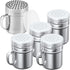 [4-pcs] 6oz Metal Salt Pepper Cooking Dredge Shakers (Medium Holes) + [1-pcs] 10oz Metal Parmesan Cheese Shaker (Large Holes) - with Plastic Caps and Handle