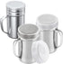 [2-pcs] 14oz Large Powdered Sugar Shakers (ine Mesh) + [1-pcs] 14oz Stainless Steel Salt Pepper Dredge Shaker - with Plastic Caps & Handles Bundle
