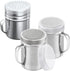 [2-pcs] 10oz Powdered Sugar Shakers (ine Mesh) + [1-pcs] 10oz Stainless Steel Salt Pepper Dredge Shaker - with Plastic Caps & Handles Bundle