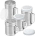 2 Stainless Steel Salt & Pepper Dredge (10 + 14 oz) + 14 ounce Metal Parmesan Cheese Shaker (Large Holes) - with Plastic Caps & Handles Bundle