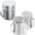 [2-pcs] 6oz Powdered Sugar Shakers (ine Mesh) + [1-pcs] 10oz Stainless Steel Salt Pepper Dredge Shaker - with Plastic Caps & Handles Bundle