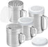2 Stainless Steel Salt & Pepper Dredge (10 + 14 oz) + 10 ounce Metal Parmesan Cheese Shaker (Large Holes) - with Plastic Caps & Handles Bundle