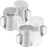 [2-pack] 10oz Metal Cheese Shaker with Large Holes, [2-pack] 10oz Powdered Sugar Shaker with ine Mesh - With Handle and Lids