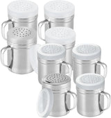 [4-pack] 6oz Metal Salt & Pepper Shaker with Holes, [4-pack] 10oz Metal Salt & Pepper Shaker with Holes - with Handle and Plastic Cap