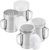 [2-pack] 6oz Powdered Shaker with ine Mesh, [2-pack] 10oz Metal Parmesan Cheese Shaker with Large Holes - with Handle and Plastic Cap