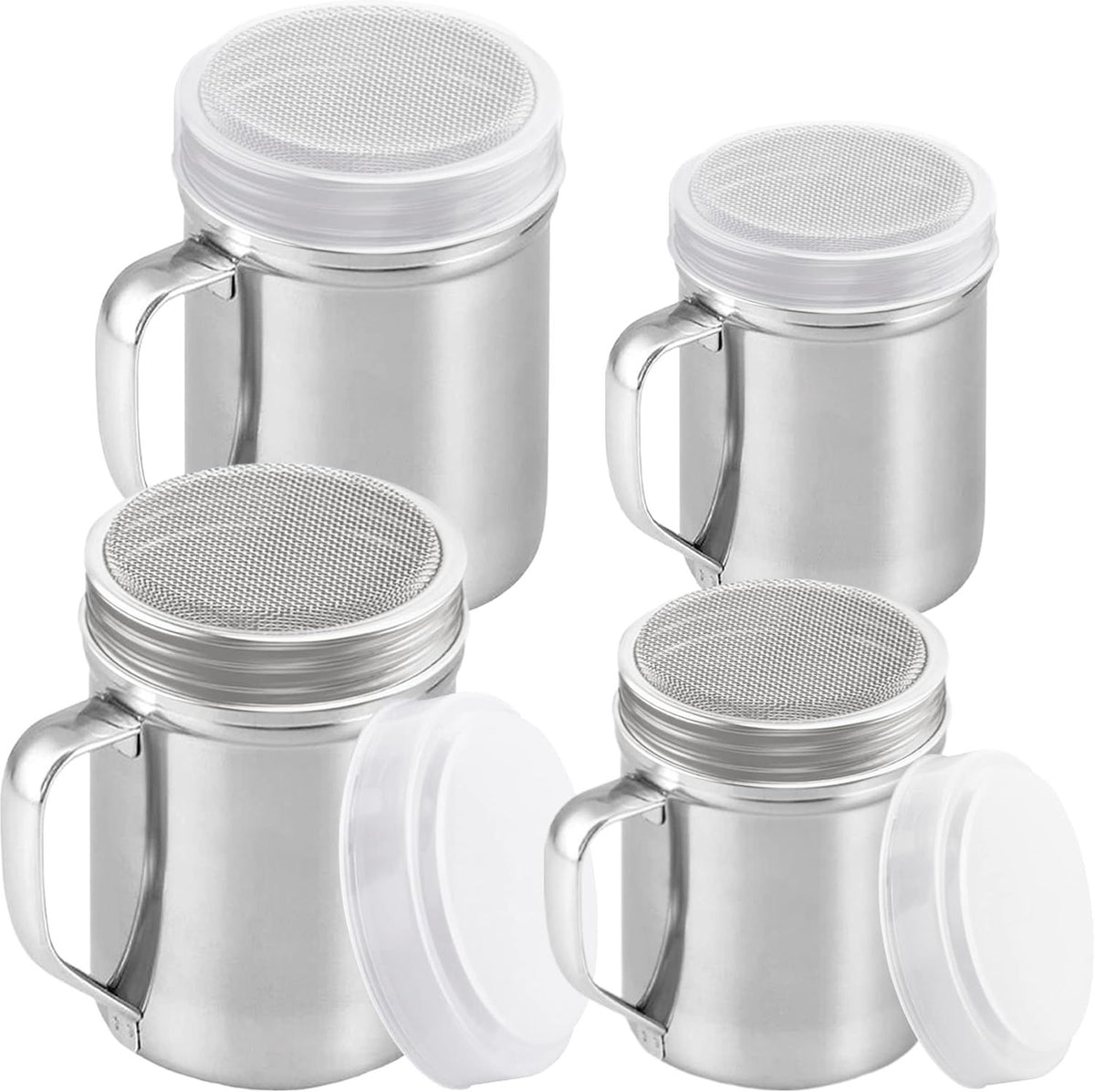 [2-pack] 10 Oz + [2-pack] 14 Oz ine Mesh Shakers With Handle and Lids