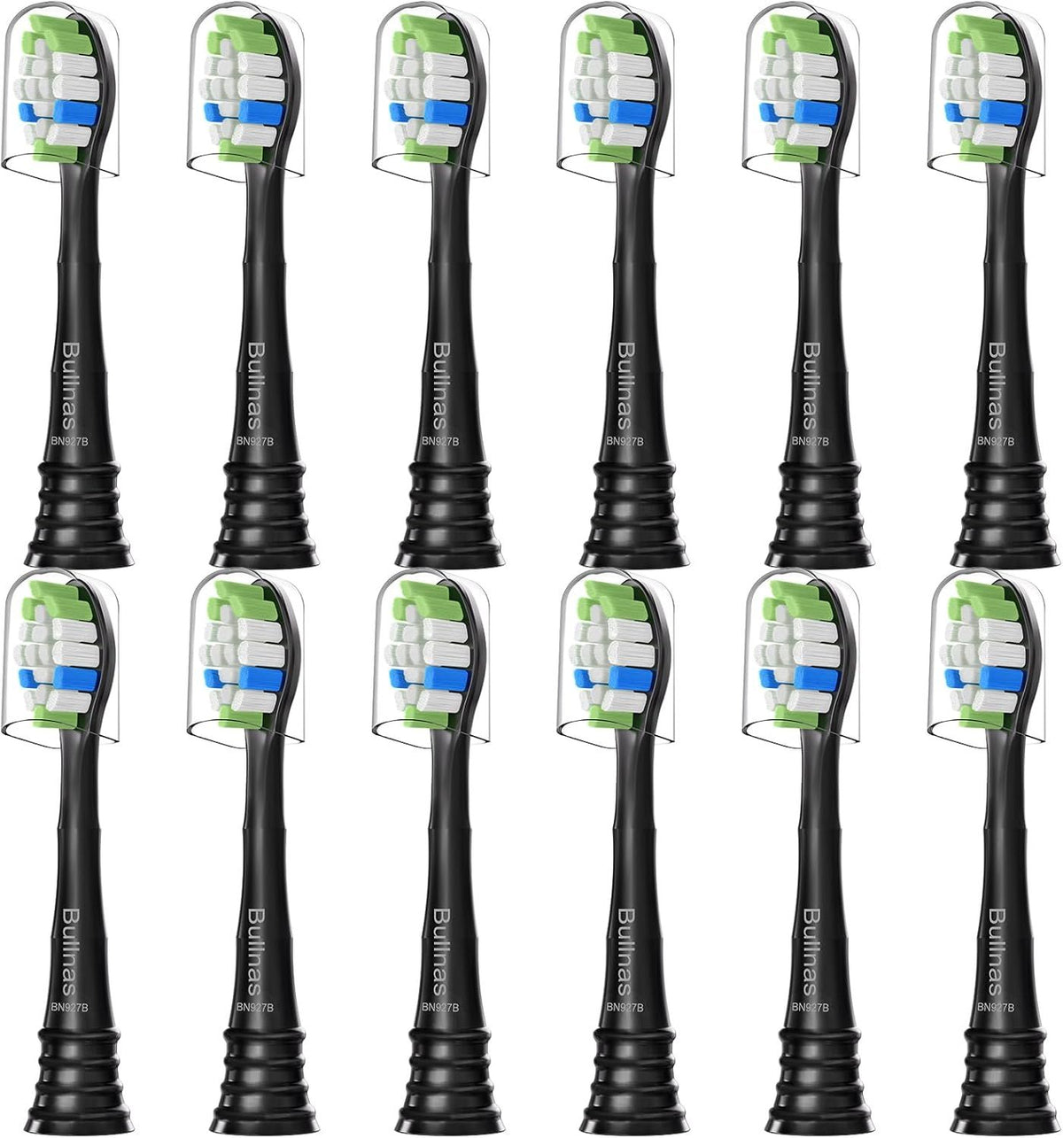 Replacement Brush Heads Compatible with Philips Sonicare ProtectiveClean 6100, 5100, 4100 Electric Toothbrush, W Toothbrush Head or Sonicare 6062/95, Black, 12 Count