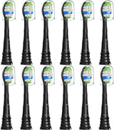 Replacement Brush Heads Compatible with Philips Sonicare, Toothbrush Heads or Sonicare ProtectiveClean 4100 5100 5300 6100 Electric Toothbrush, 12 Count Ultimate Care Toothbrush Heads, Black