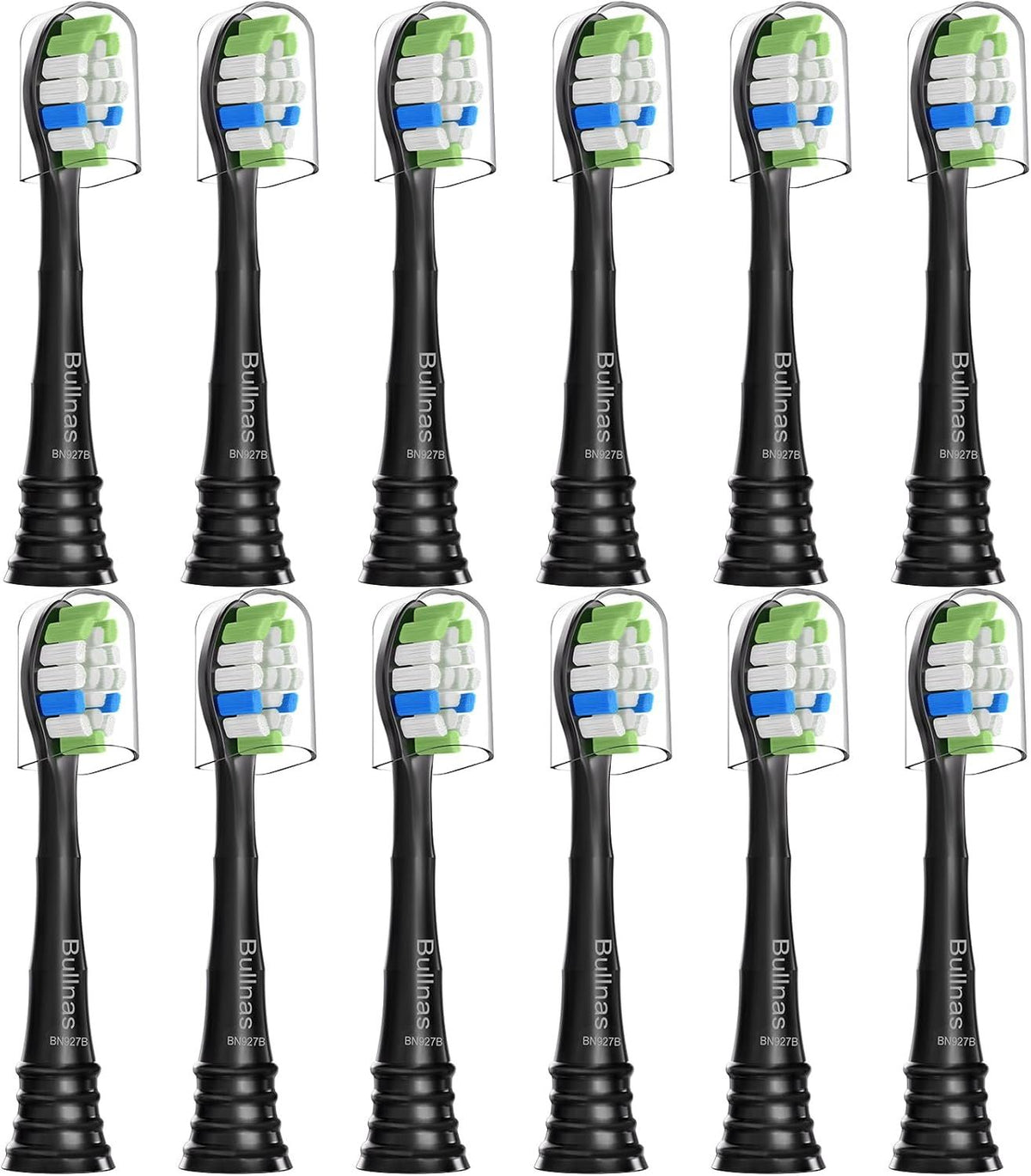 Replacement Brush Heads Compatible with Philips Sonicare, Toothbrush Heads or Sonicare ProtectiveClean 4100 5100 5300 6100 Electric Toothbrush, 12 Count Ultimate Care Toothbrush Heads, Black