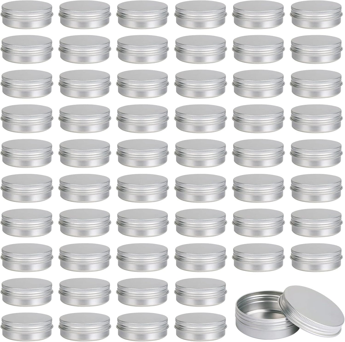 Moretoes 60 Pack Tins, 2Oz Metal Round Tins, Aluminum Tin Cans Containers with Screw Lid for Lotion Bars, Balms, Salve, Spices or Beard Balm
