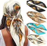 35” Satin Large Square Head Scarves - 4PCS Silk Like Neck Scar Hair Sleeping Wraps Satin Silk Scars or Women