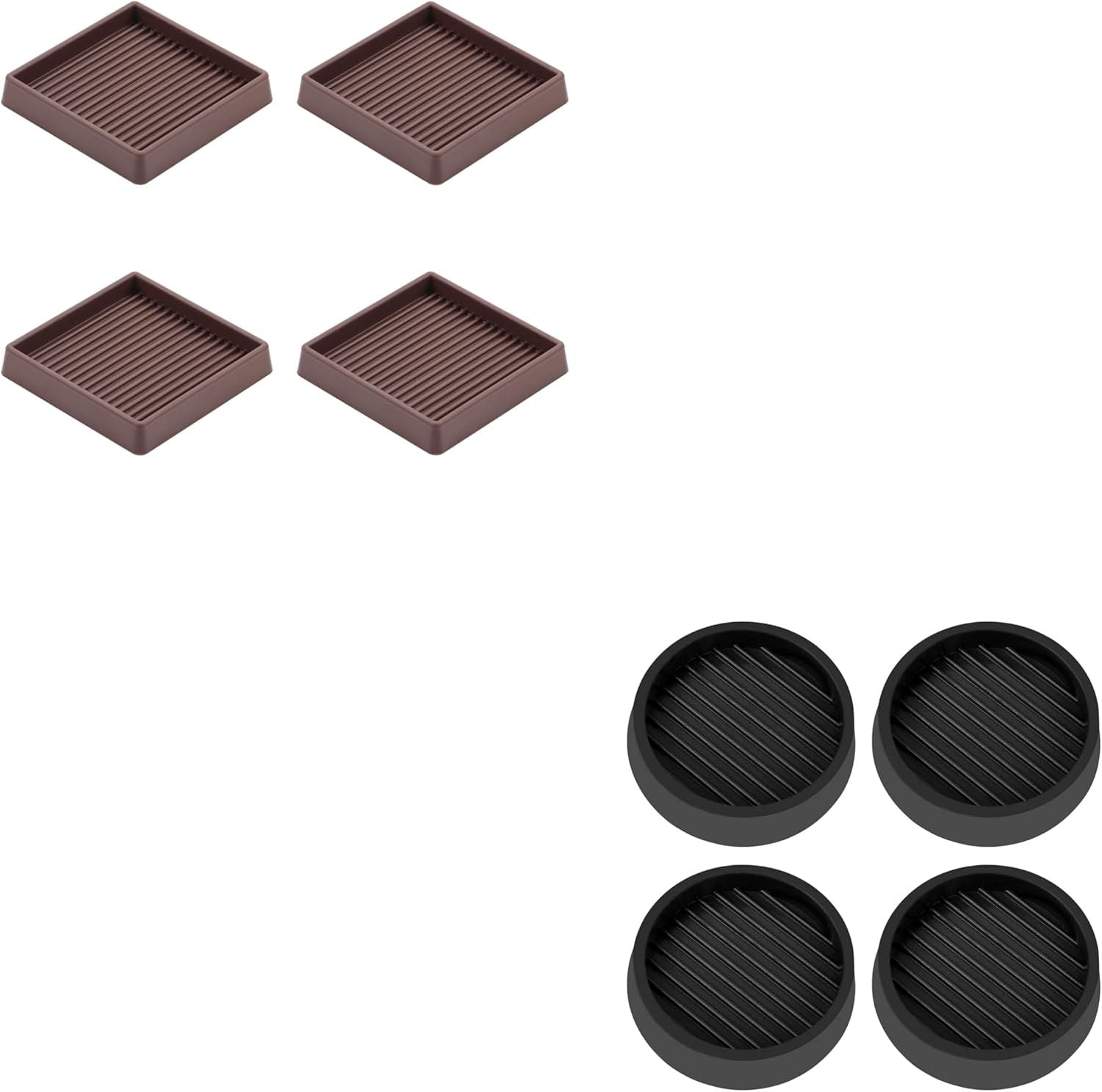 2" Round 4 Pack 3" Square 4 Pack Rubber Caster Cups, Non Slip urniture Pads, Anti-Slip Gripper, Anti Skid urniture eet, Anti Slide loor Protector or Bed Couch Table Chair Stoppers