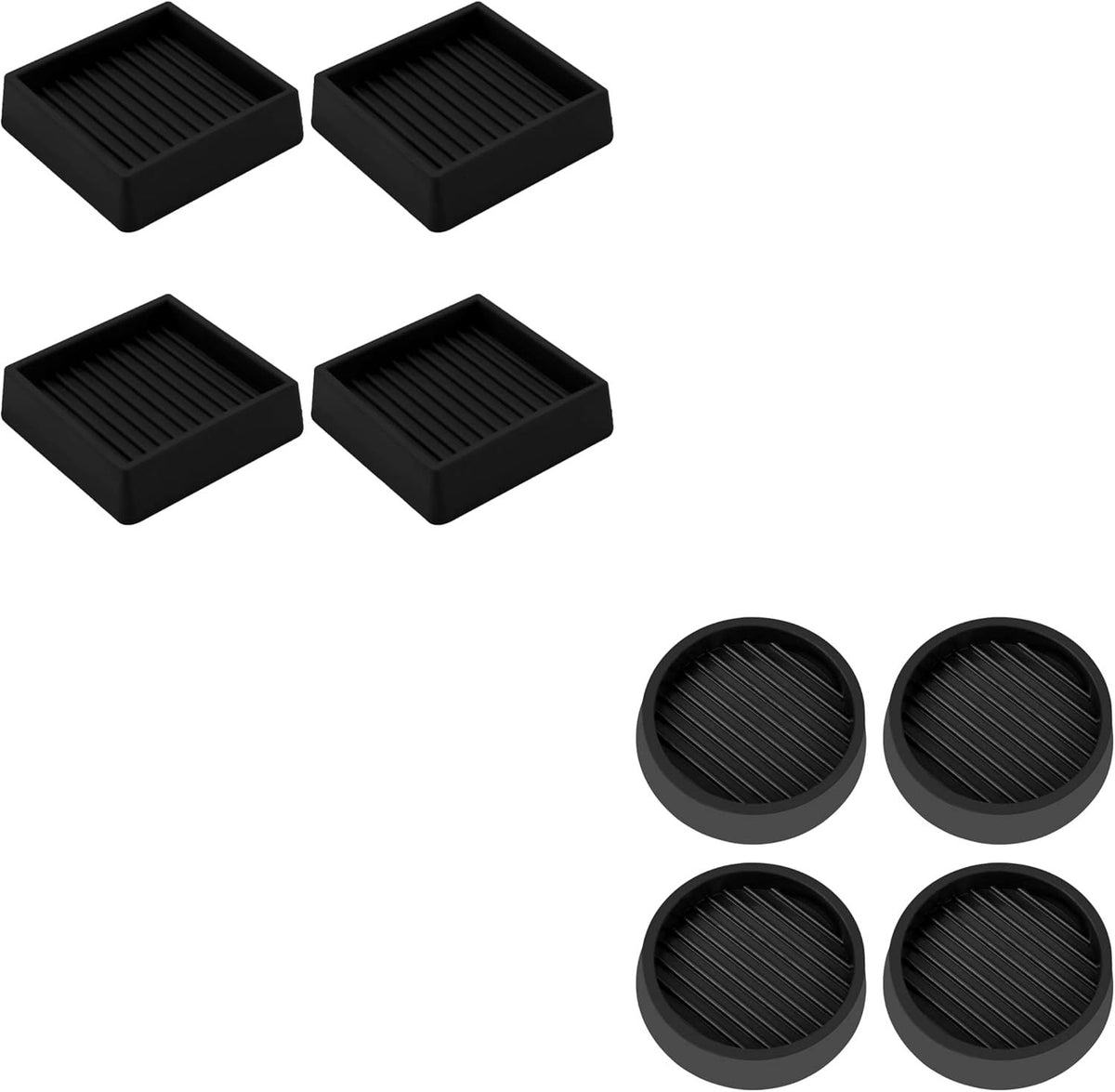 2X2 Round and Square Rubber Caster Cups, Non Slip urniture Pads, Anti-Slip Gripper, Anti Skid urniture eet, Anti Slide loor Protector or Bed Couch Table Chair Stoppers - Black, 8 Pack