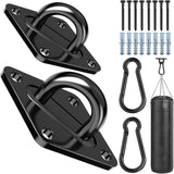Heavy Duty Black Hammock Hooks Screws Bolts Included, Over 1700 lb Rust-Resistant Swing Hook Hardware, M10 Hanging Kit or Porch Yoga Seat Trapeze (Indoor/Outdoor)