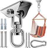 360 Rotating Hammock Hanging Kit - Heavy Duty Stainless Steel 1000 lb Loading Hammock Hooks or Trapeze, Yoga, Boxing Bag, Hammock Chair, Porch