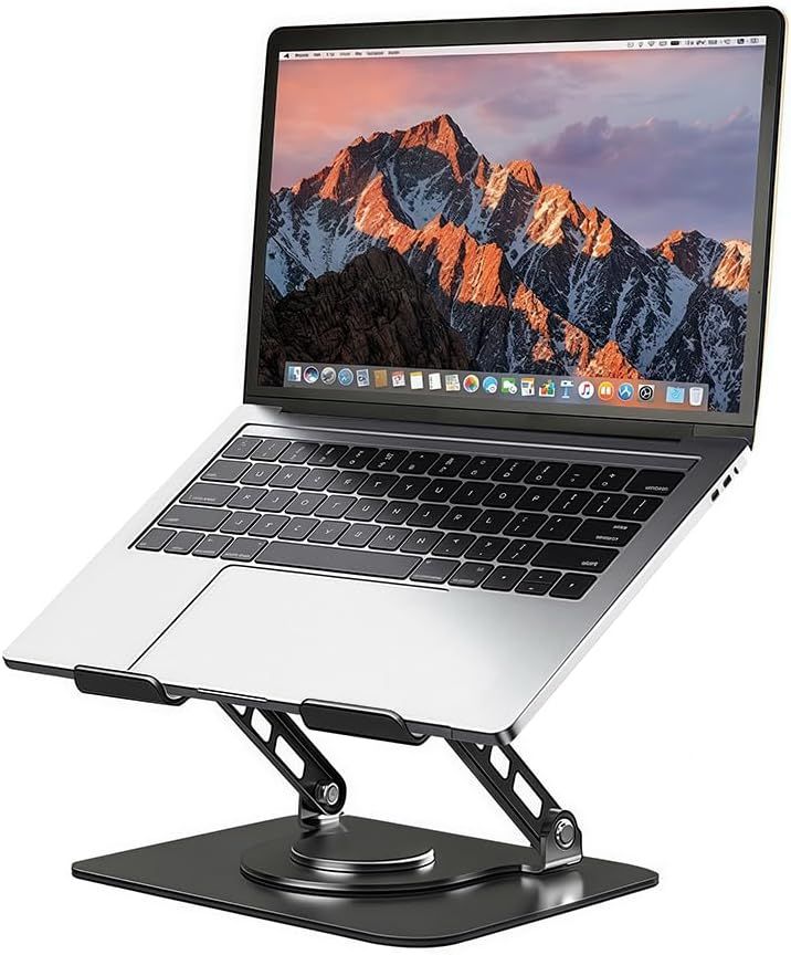 Adjustable Laptop Stand or Desk, Dual oldable Computer Riser with Heat-Vent, Ergonomic Sit to Notebook Holder Convertor, Compatible with All 10-16" Laptops, Tablets, Black