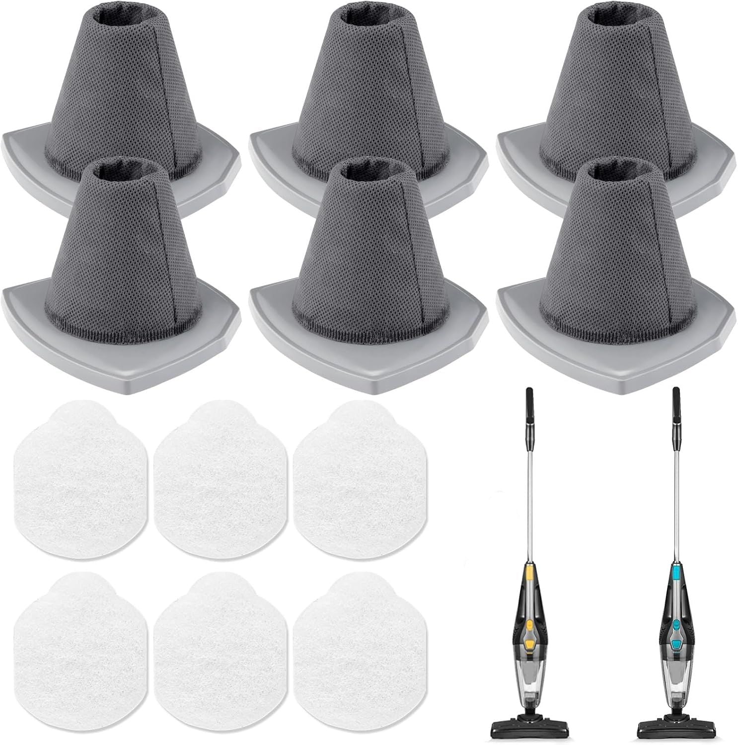 6+6 Pack NES215A/ NES210 Vacuum ilter Set or Eureka NES215A/ NES210/ NES212/ NES215 Blaze Stick Vacuum Cleaner, 6 Vacuum ilters + 6 Pre-Motor ilters, Compare to Part #N0101 & N0102