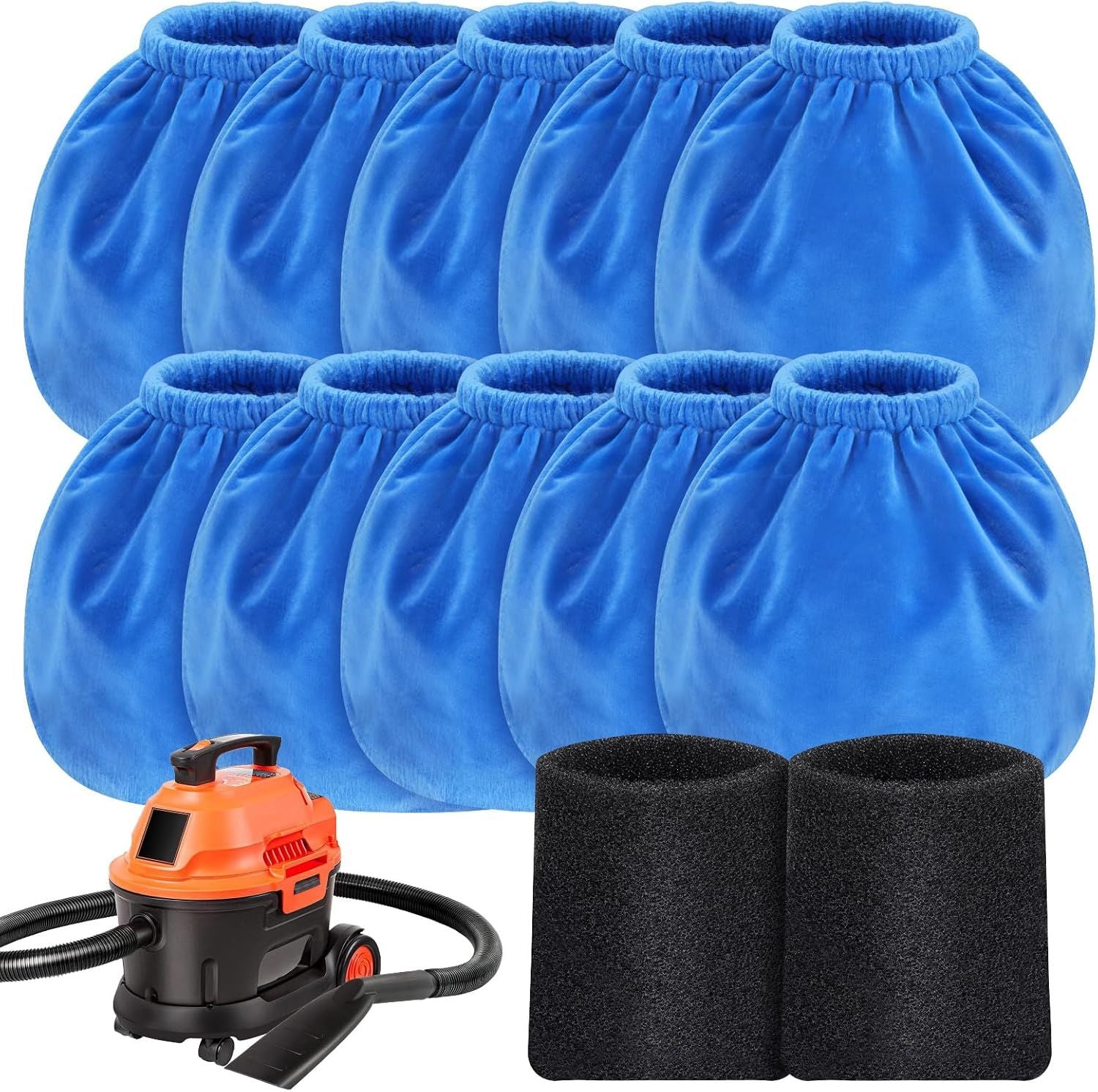 10 Pack VRC2 Cloth ilters or Vacmaster 1.5–3.2 Gallon Wet/Dry Vacuums, Compatible with Armor All 1.5 & 2.5 Gallon Shop Vac AA155, AA255, AA255W, Plus 2 Pack V21 oam ilters or Wet Pick-Up