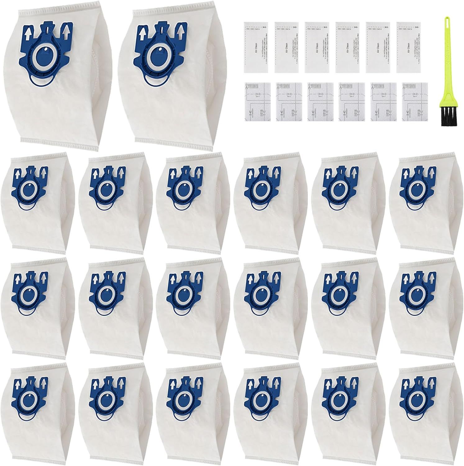 20 Pack 3D Airclean Vacuum Bags, Replacement or Miele AirClean 3D Eiciency Dust Bag,Miele Classic C1 Complete C1 C2 C3 S227 S240 S270 S400 S400i-S456i S2 S5 S8 Series Vacuum 6 sets AirClean ilters