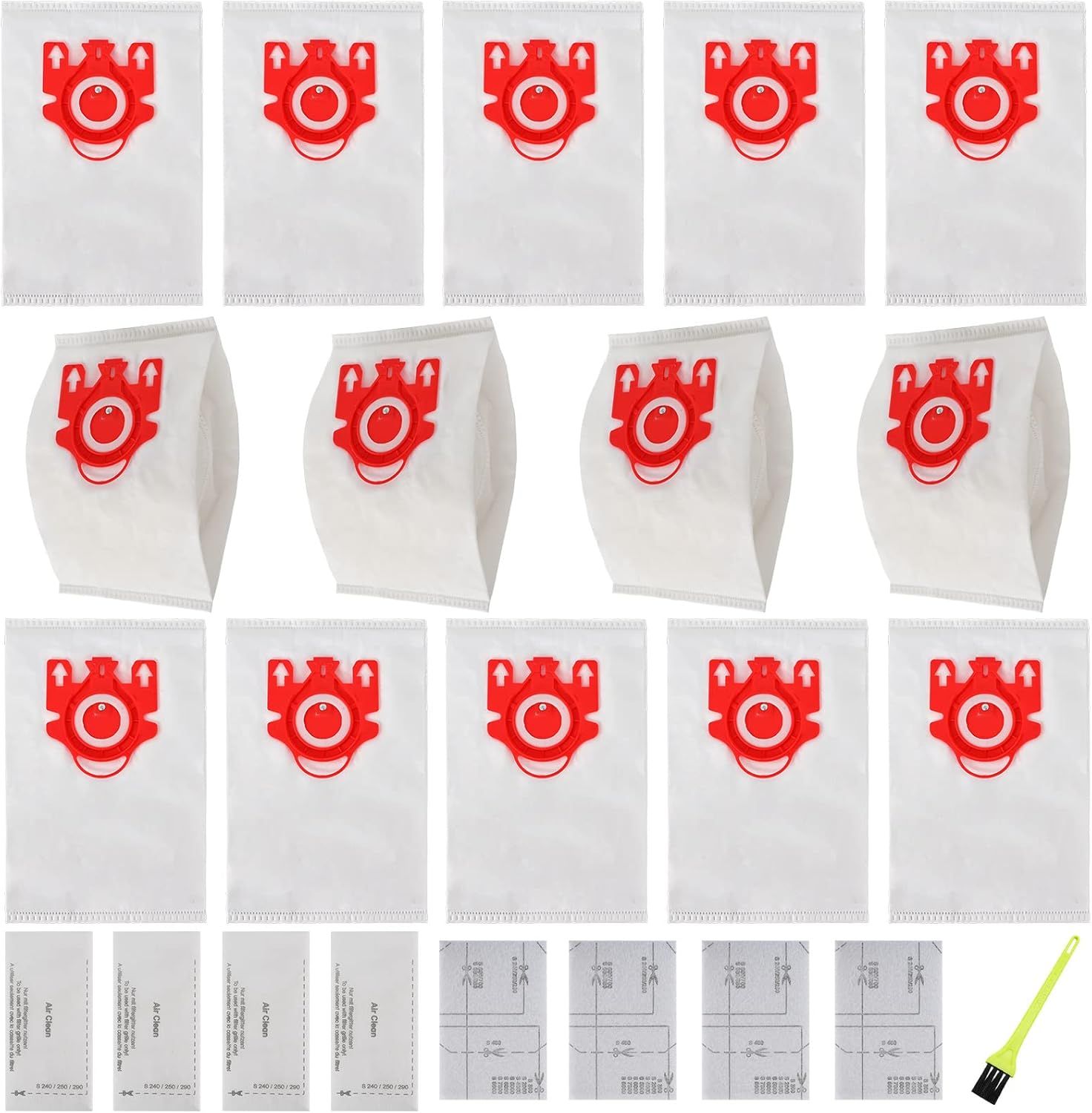 14 Packs 3D Airclean Bags Replacement or Miele JM Vacuum Cleaner Bags,Compact C1, Compact C2, Complete C1, S241, S290, S300i, S500, S700, S4, S6 Series, Replaces Part 10123220