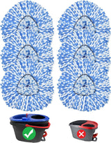 Mop Replace Head, 6 Pack Mop Heads Replacements or Oceda RinseClean 2-Tank System, Spin Mop Replacement Head, Microiber Mop Reills, Machine Washable and Deep Cleaning (NOT or 1-Tank System)