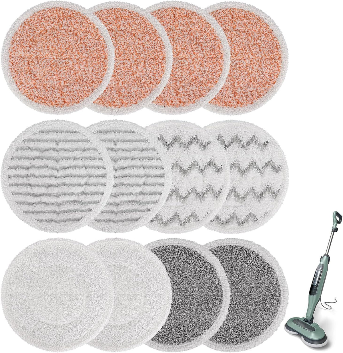 Pads or Shark Steam Scrub Mop: 12 Pack Spin Mop Reills it or Shark S7000 S7001 S7000C S7201 S7000AMZ S8201 S8001 Steam and Scrub Pads - Hard loor Steam Mop Washable Pads S7001TGT
