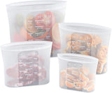 Bangp Premium Silicone Reusable Food Storage Bags,4 Pack,Stand-Up Bottom,Multi-Use Food Freezer Bag,Reclosable Silicone Bags for Marinate Meats,Salad Fruit,Home Organization,Leak-free,Dishwasher Safe