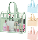 4 Pcs Clear Tote Bag, Large Makeup Bags, Clear PVC Cosmetic Bag Organizer, Multifunction Travel Toiletry Bag for Women, Transparent Beach Tote Bags, Transparent Organizer Storage Bags
