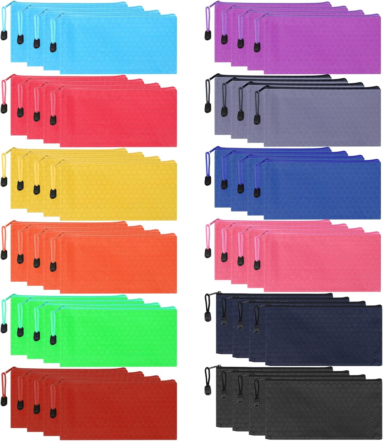 48pcs Pencil Pouch Bulk,Zipper Pouches,Waterproof Pencil Bags, Small Organizing Bags in 12 Colors for Classroom,Office Supplies Storage and Travel Accessories