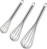 Stainless Steel Whisk Set, 3 Packs Balloon Whisk for Cooking, Whisking, Blending (8",10",12")