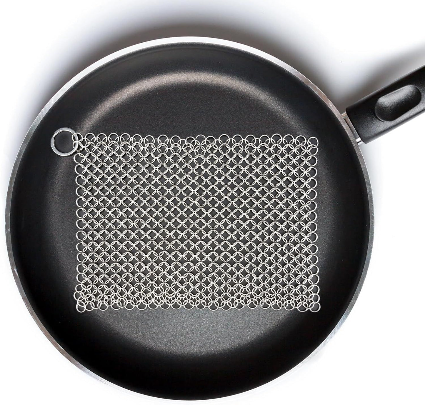 Cast Iron Cleaner 8"x6" 316L Stainless Steel Chainmail Scrubber Scraper Chain Mail Link Scrub for Pans, Griddles and BBQ Grills Cleaning